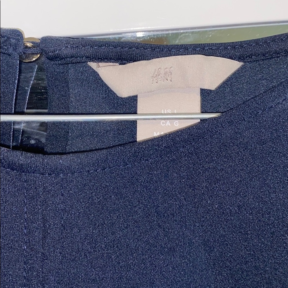 H&M Blouse Navy Blue Bell Sleeve Worn once